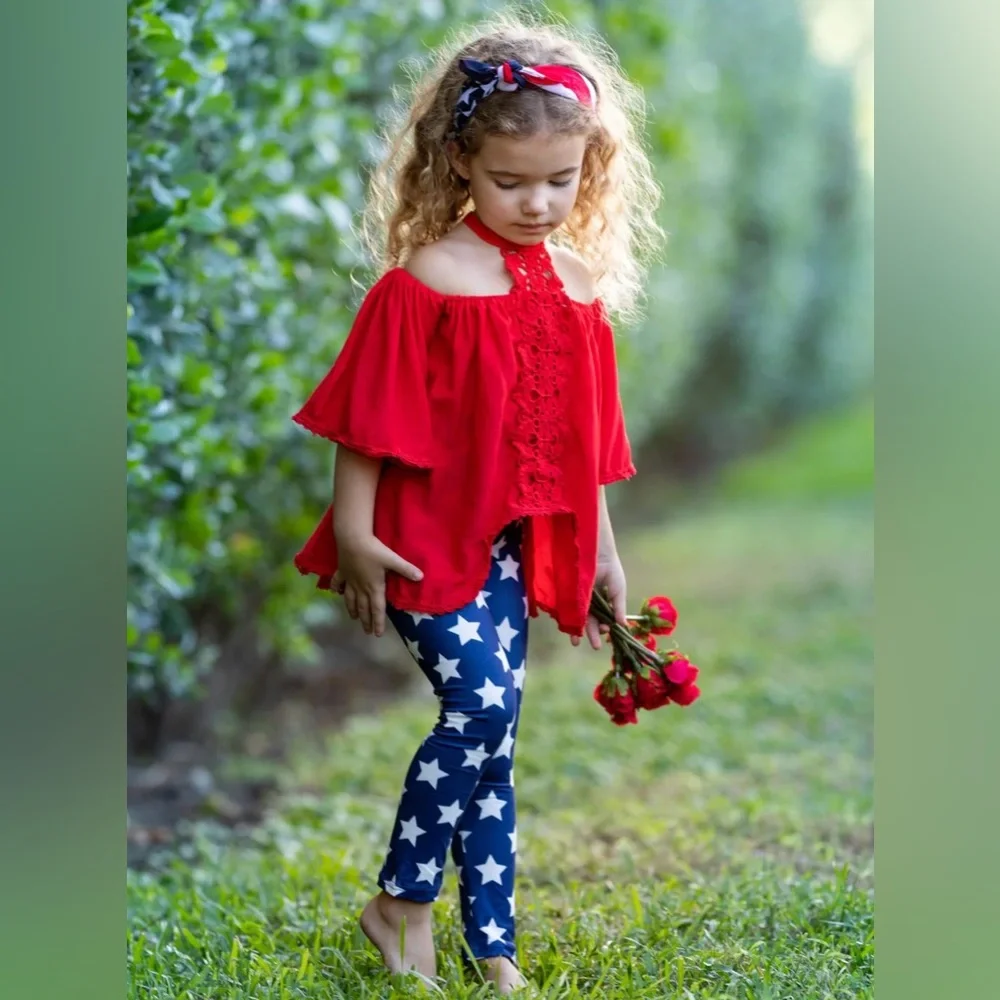 🆕🏷️ Beautiful Red Tunic & Legging Set 4T-5T (Mia Belle) - Picture 4 of 4